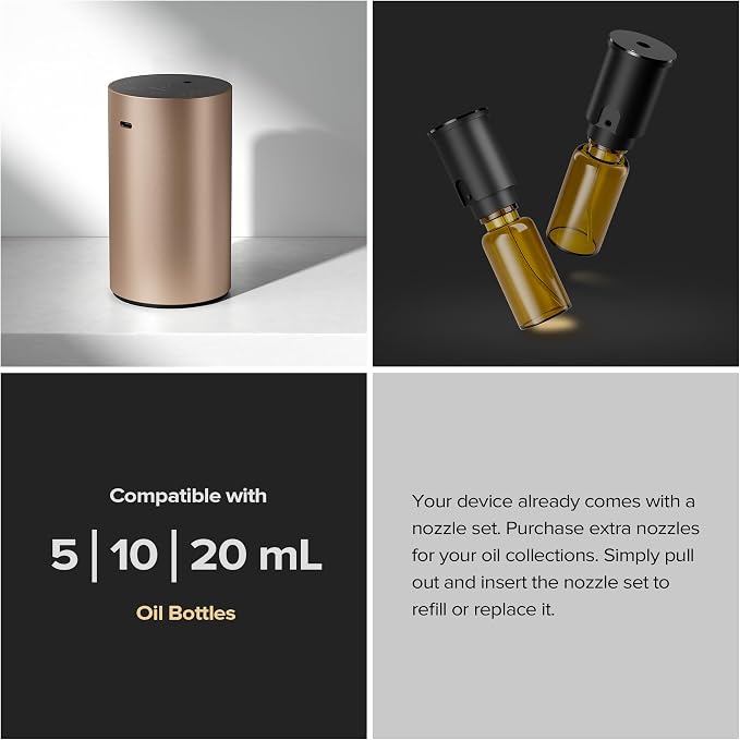 Waterless Essential Oil Diffuser Starter Kit with 30mL Sandal Lux Fragrance Oil Inspired by Luxury Hotel Scent for Home Car