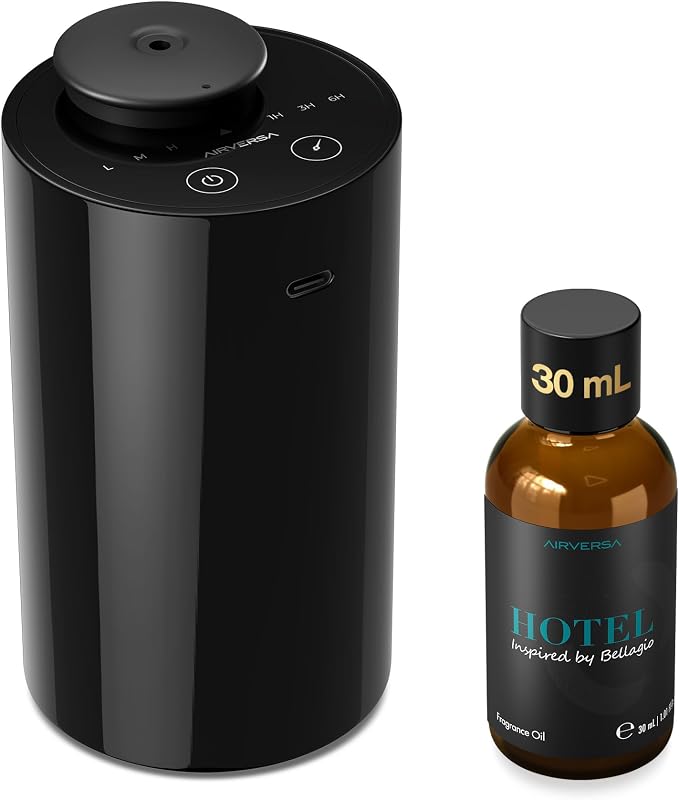Waterless Essential Oil Diffuser Starter Kit with 30mL Hotel Fragrance Oil Inspired by Blagio, Battery Operated Car Diffuser