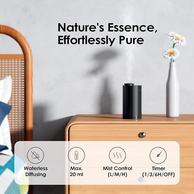 Waterless Essential Oil Diffuser Starter Kit with 30mL Hotel Fragrance Oil Inspired by Blagio, Battery Operated Car Diffuser