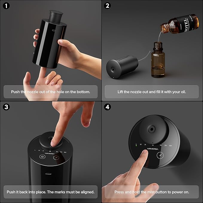 Waterless Essential Oil Diffuser Starter Kit with 30mL Hotel Fragrance Oil Inspired by Blagio, Battery Operated Car Diffuser