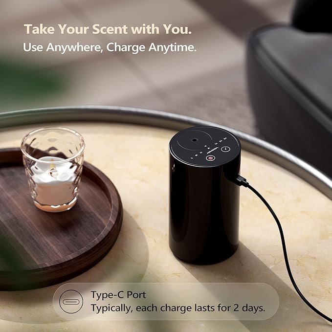 Waterless Essential Oil Diffuser Starter Kit with 4 x 10mL Hotel Scent Fragrance Oil, alternate product view 5