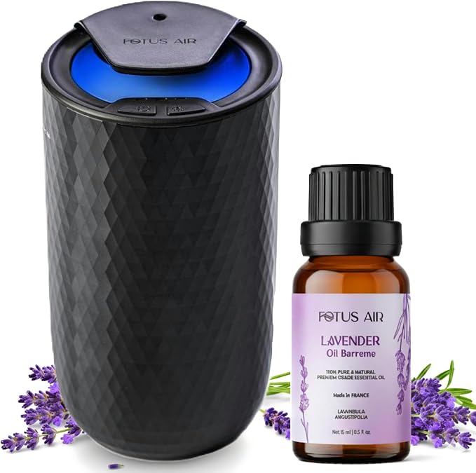 Waterless Essential Oil Diffuser with 15ml French Lavender Oil - Portable Cordless Waterless Diffuser - 3 Mist Levels - 4