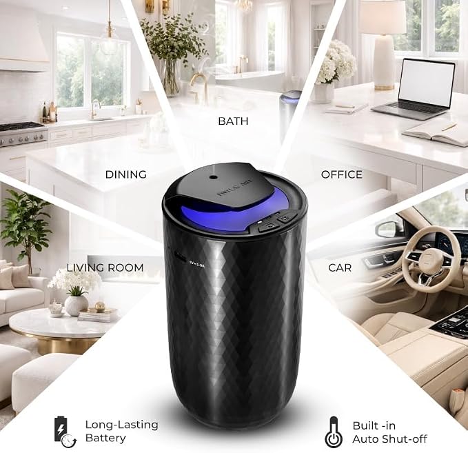 Waterless Essential Oil Diffuser with 15ml French Lavender Oil - Portable Cordless Waterless Diffuser - 3 Mist Levels - 4