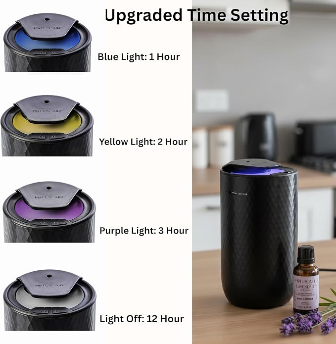 Waterless Essential Oil Diffuser with 15ml French Lavender Oil - Portable Cordless Waterless Diffuser - 3 Mist Levels - 4
