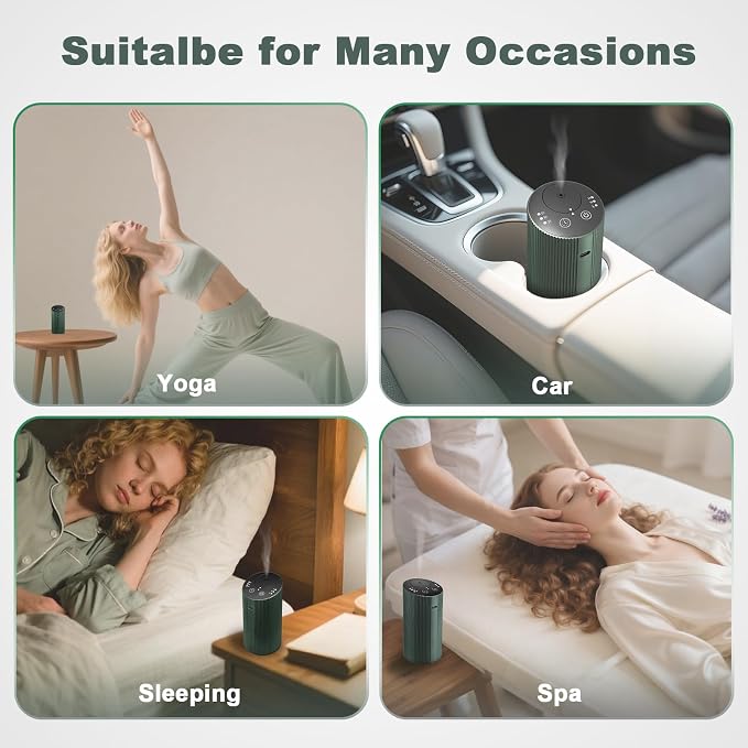 Waterless Essential Oil Diffuser with 4 Timer (1/3/6H & Off) & 3 Mist(L/M/H), Air Scent Diffuser for Home Car Office