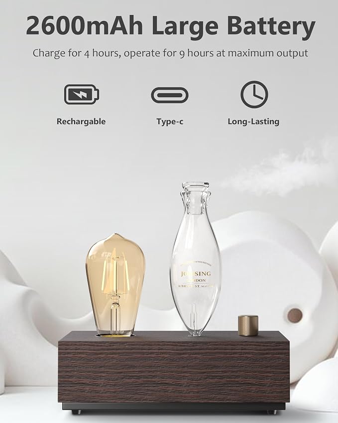 Waterless Essential Oil Diffusers with Rechargeable Battery & 9H Runtime, Aromatherapy Diffusers with Bulb, alternate product
