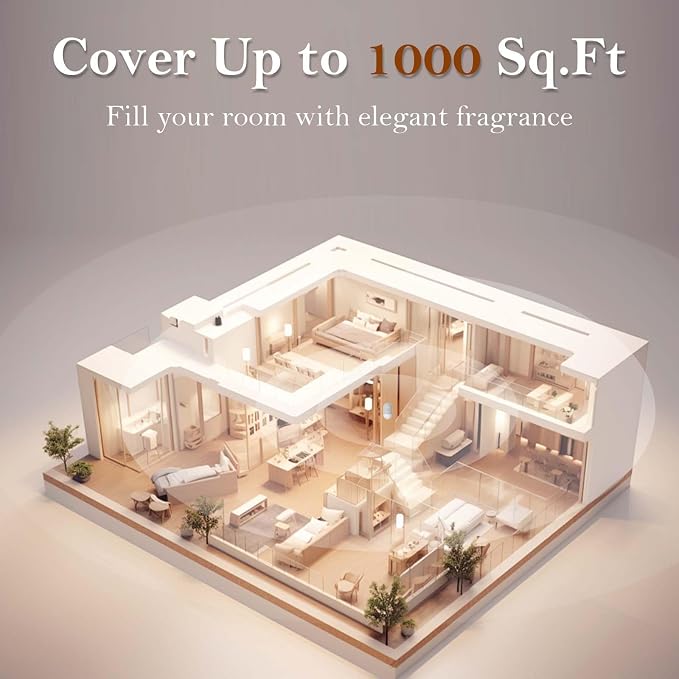 Waterless Oil Diffuser for 2000 Sq. Ft Room Home Hotel Office, High-end Mini Smart Air Scent Machine with Bluetooth App