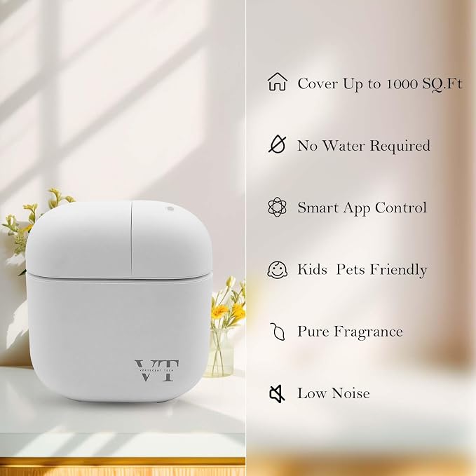 Waterless Oil Diffuser for 2000 Sq. Ft Room Home Hotel Office, High-end Mini Smart Air Scent Machine with Bluetooth App