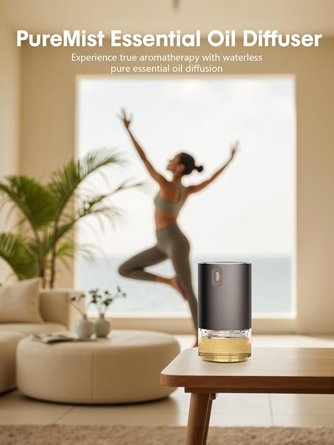 Waterless Oil Diffuser for Home, Car, Office - Rechargeable Scent & Essential Oil Diffuser, 4 Mist Modes and 1/2/4/6 Hour