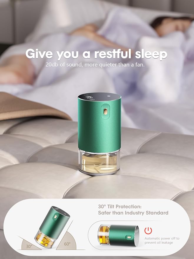 Waterless Oil Diffuser for Home, Car, Office - Rechargeable Scent & Essential Oil Diffuser, 4 Mist Modes and 1/2/4/6 Hour