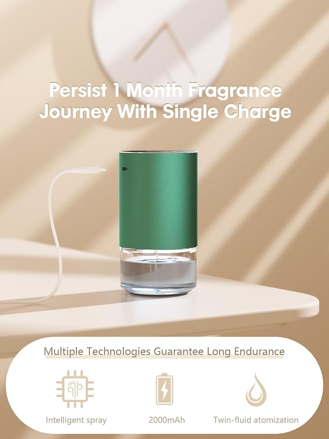 Waterless Oil Diffuser for Home, Car, Office - Rechargeable Scent & Essential Oil Diffuser, 4 Mist Modes and 1/2/4/6 Hour