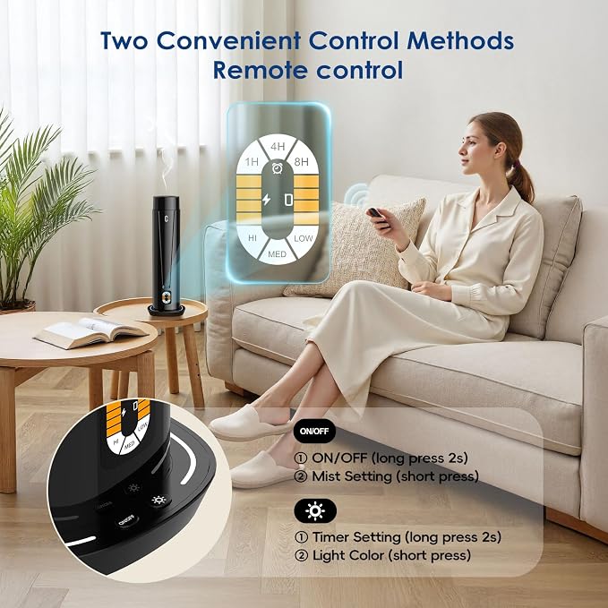 Waterless Scent Diffuser – 1200 Sq Ft Coverage, Essential Oil Diffuser with Remote Control, alternate product view 6