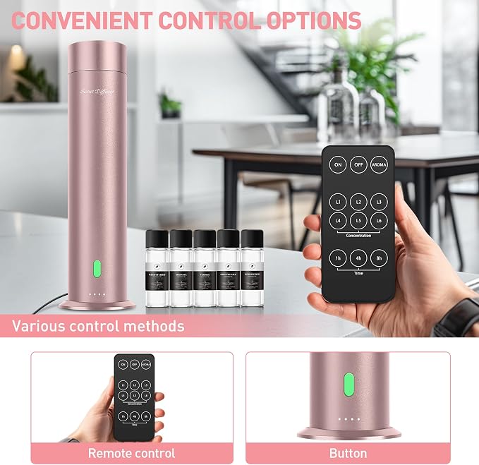 Waterless Scent Diffuser Starter Kit - 1000 Sq Ft Coverage, Hotel Scent Diffuser, Essential Oil Diffuser Large Room