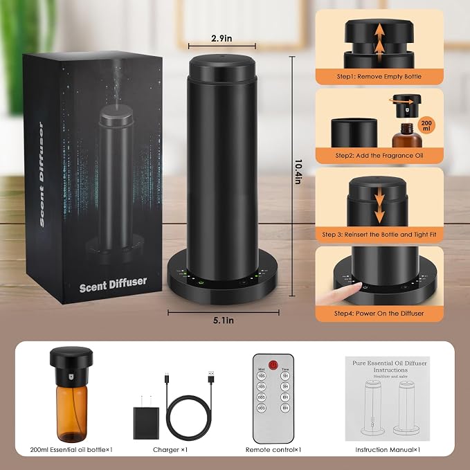 Waterless Scent Essential Oil Diffuser for Hotel,Whole House,Large Room, Office,Home,200ML Large Capacity, Covering 1500