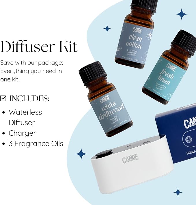 Waterless Travel Diffuser Gift Set - Rechargeable Diffuser for Aromatherapy - Includes 3 Fragrance Oils, alternate product