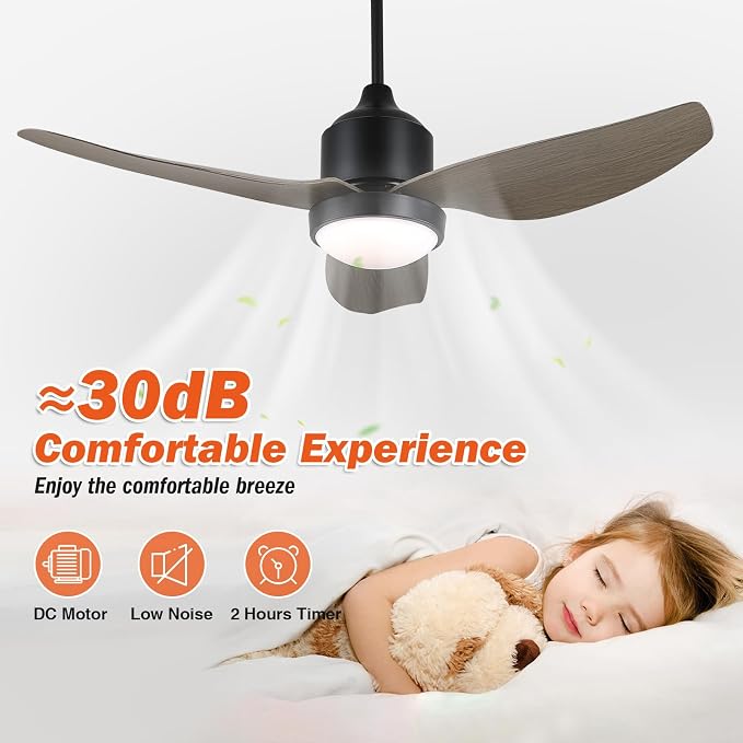 Waterproof Outdoor Ceiling-Fan with Light - 42" Modern Ceiling Fans with 3 Colors LED Light, App & Remote, alternate view 5