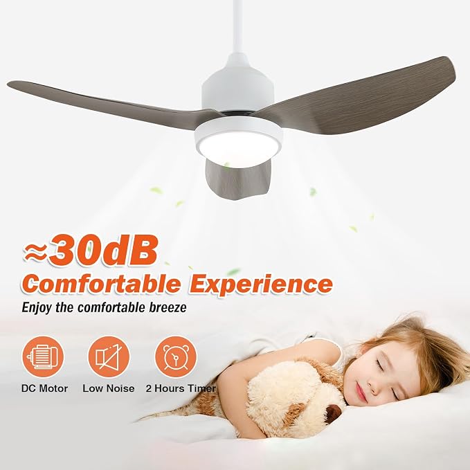 Waterproof Outdoor Ceiling-Fan with Light - 42" Modern Ceiling Fans with 3 Colors LED Light, App & Remote, alternate view 4