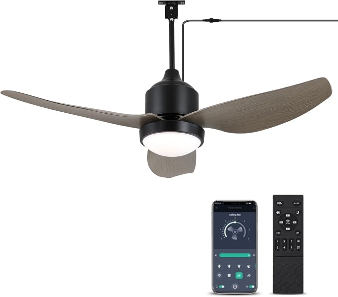 Waterproof Outdoor Ceiling-Fan with Light - 52" Modern Ceiling Fans with 3 Colors LED Light, App & Remote Control, Quiet DC