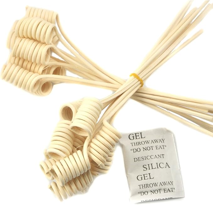 Wavy Spiry Natural Rattan Reed Fragrance Diffuser Replacement Refill Sticks 20 Pieces (7" Spiral, Natural Color), product