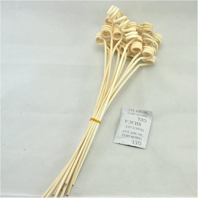 Wavy Spiry Natural Rattan Reed Fragrance Diffuser Replacement Refill Sticks 20 Pieces (12" x3mm Roll, Natural Color)