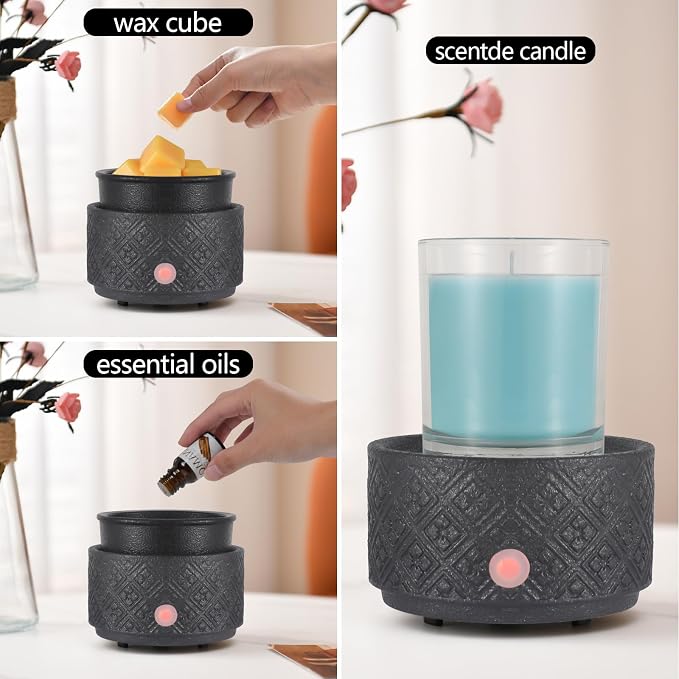 Wax Melt Warmer for Scented Wax,3-in-1Ceramic Wax Warmer Fragrances Candle Oils, Home Fragrance Burner,Electric Candle Warmer