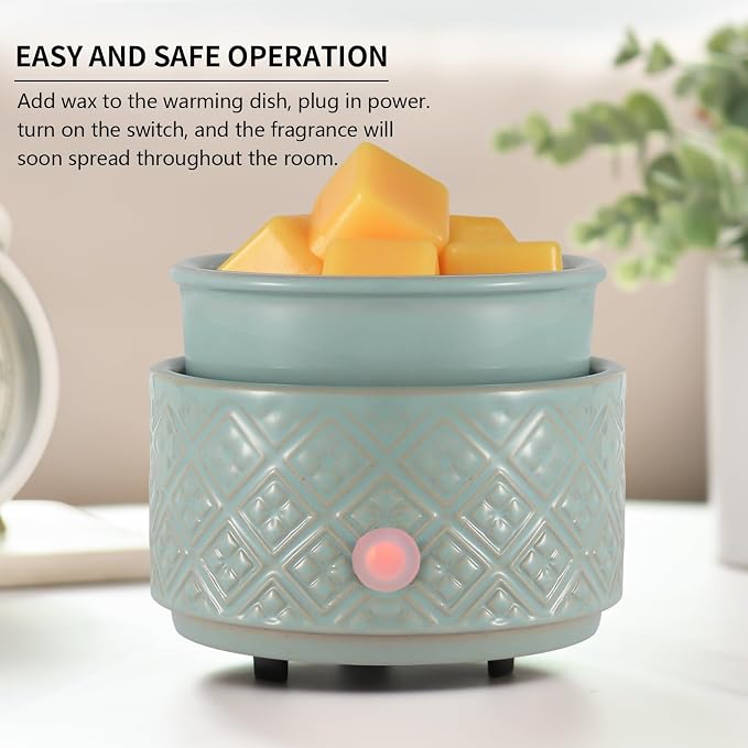 Wax Melt Warmer for Scented Wax,3-in-1Ceramic Wax Warmer Fragrances Candle Oils, Home Fragrance Burner,Electric Candle Warmer