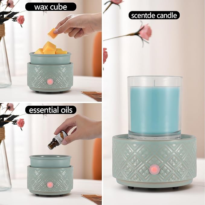 Wax Melt Warmer for Scented Wax,3-in-1Ceramic Wax Warmer Fragrances Candle Oils, Home Fragrance Burner,Electric Candle Warmer