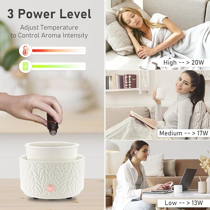 Wax Melt Warmer with Timer- 3-in-1 Wax Melter Burner, Fragrance Warmer for Scented Candles, Tarts, Essential Oils to Freshen