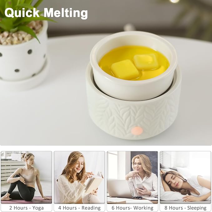 Wax Melt Warmer with Timer- 3-in-1 Wax Melter Burner, Fragrance Warmer for Scented Candles, Tarts, Essential Oils to Freshen