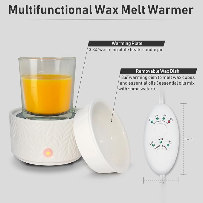 Wax Melt Warmer with Timer- 3-in-1 Wax Melter Burner, Fragrance Warmer for Scented Candles, Tarts, Essential Oils to Freshen