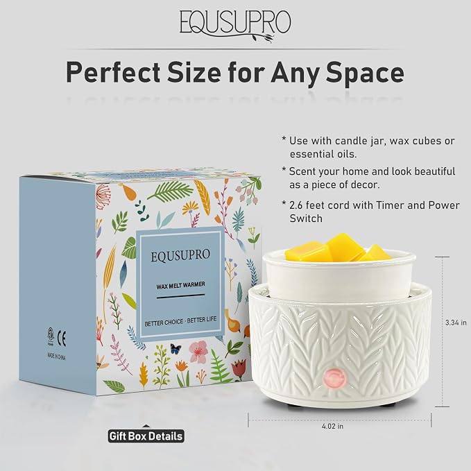 Wax Melt Warmer with Timer- 3-in-1 Wax Melter Burner, Fragrance Warmer for Scented Candles, Tarts, Essential Oils to Freshen