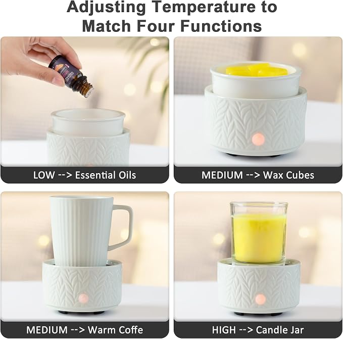 Wax Melt Warmer with Timer- 3-in-1 Wax Melter Burner, Fragrance Warmer for Scented Candles, Tarts, Essential Oils to Freshen