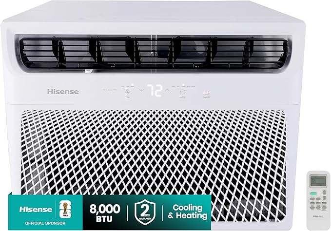 WCH08R25A Window Air Conditioner, White, 8,000 BTU Heat and Cool, 4 modes (Cooling, Heating, Fan, Dehumidifier), Easy
