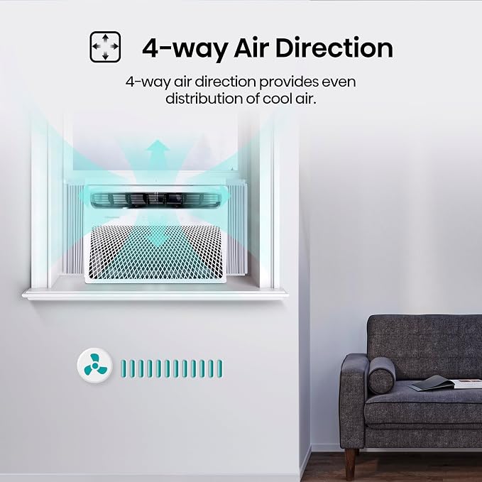 WCH08R25A Window Air Conditioner, White, 8,000 BTU Heat and Cool, 4 modes (Cooling, Heating, Fan, Dehumidifier), Easy