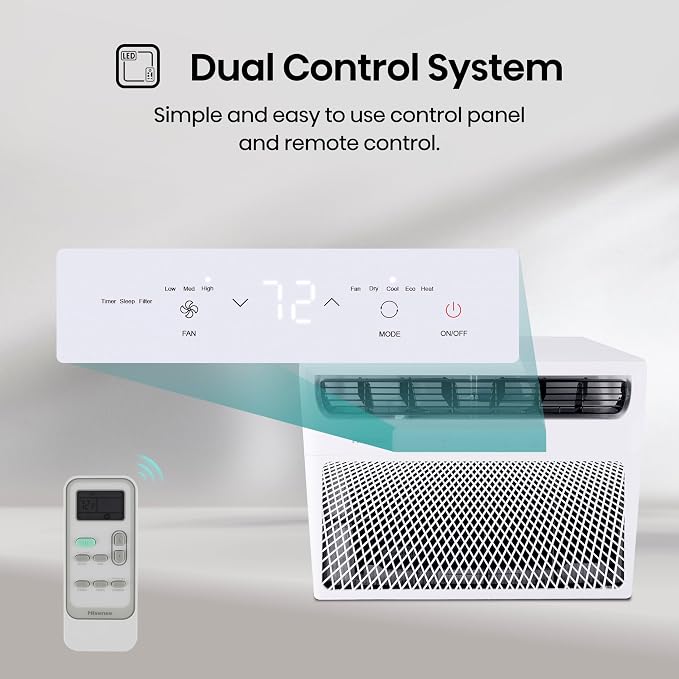 WCH08R25A Window Air Conditioner, White, 8,000 BTU Heat and Cool, 4 modes (Cooling, Heating, Fan, Dehumidifier), Easy
