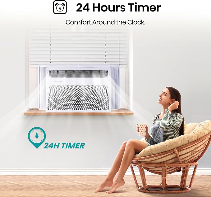 WCH08R25A Window Air Conditioner, White, 8,000 BTU Heat and Cool, 4 modes (Cooling, Heating, Fan, Dehumidifier), Easy