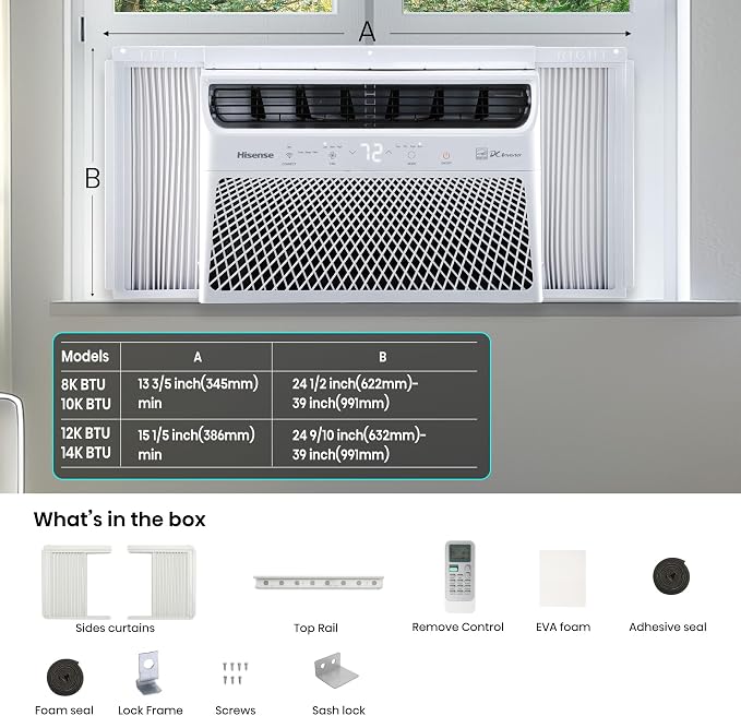 WCH08R25A Window Air Conditioner, White, 8,000 BTU Heat and Cool, 4 modes (Cooling, Heating, Fan, Dehumidifier), Easy