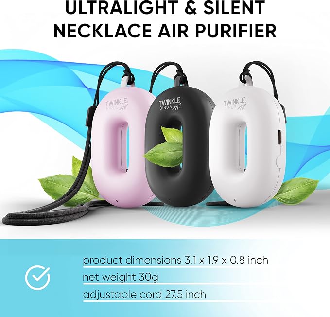 Wearable Air Purifier Necklace - Portable Personal Ionizer - Rechargeable Travel-Size Air Cleaner, alternate product view 2