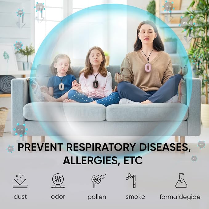 Wearable Air Purifier Necklace - Portable Personal Ionizer - Rechargeable Travel-Size Air Cleaner, alternate product view 3