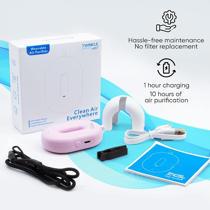 Wearable Air Purifier Necklace - Portable Personal Ionizer - Rechargeable Travel-Size Air Cleaner, alternate product view 6