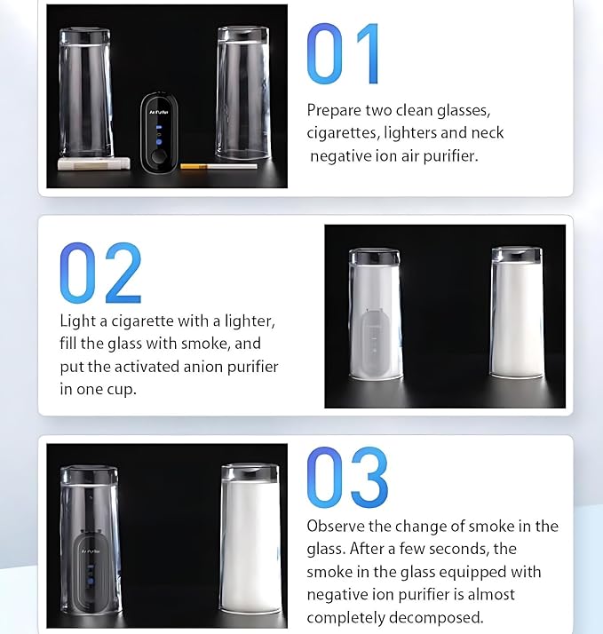 Wearable Air Purifier,Portable Negative Ion Generator Necklace,Efficient Ion Purification Smoke,Peculiar Smell,for Travel