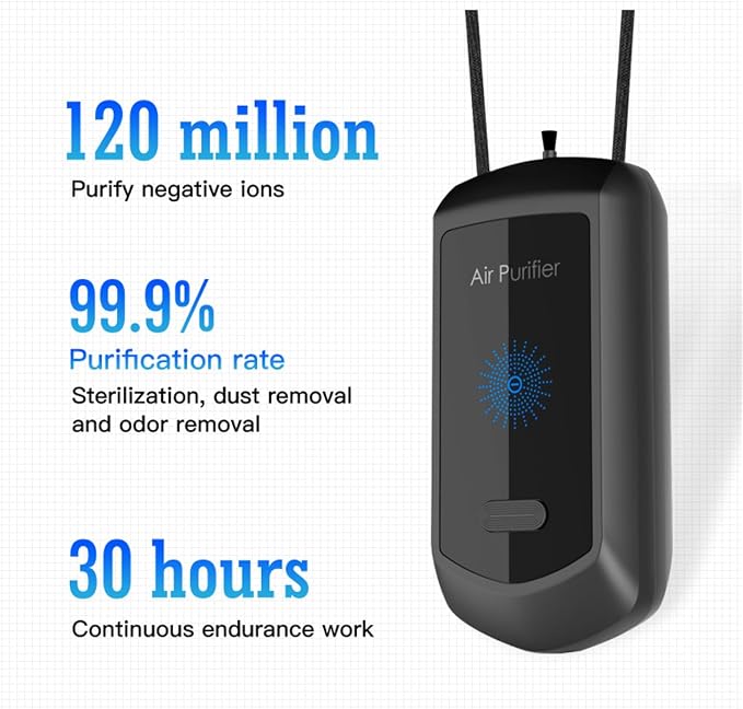 Wearable Negative Ion,Personal Air Purifier Necklace,Portable Mini Air Ionizer for Purifying Around the Body