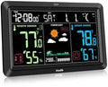 Weather Station Atomic Clock Indoor Outdoor Thermometer Wireless, Barometer Humidity Temperature Monitor Hygrometer with High
