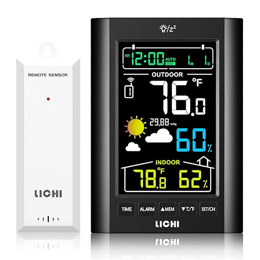 Weather Station Wireless Indoor Outdoor Thermometer, Inside Outside Temperature Humidity Monitor,with 330ft Range Sensor and