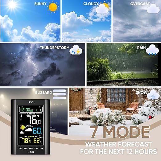 Weather Station Wireless Indoor Outdoor Thermometer, Inside Outside Temperature Humidity Monitor,with 330ft Range Sensor and