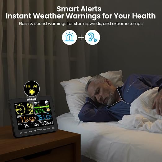 Weather Stations Wireless Indoor Outdoor, Weather Station with Rain Gauge and Wind Speed, Weather Forecast, Temperature, Air