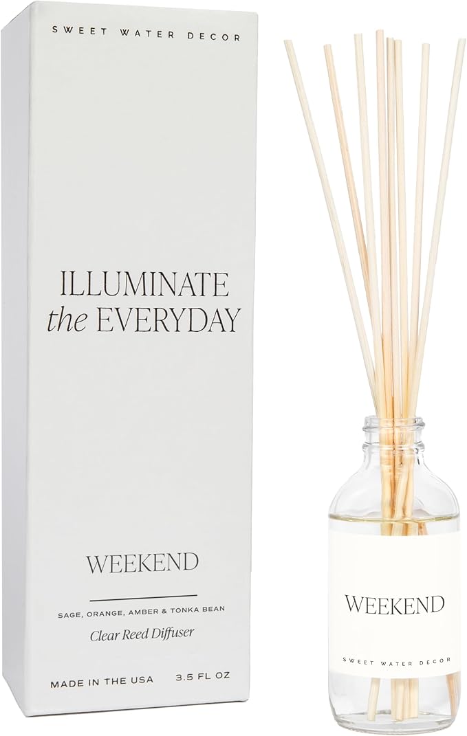 Weekend Reed Diffuser Set for Home - Sage, Orange, Amber, Tonka Bean Scented Reed Diffusers, product image