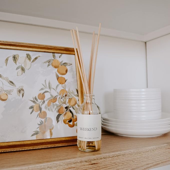 Weekend Reed Diffuser Set for Home - Sage, Orange, Amber, Tonka Bean Scented Reed Diffusers, alternate product view 4