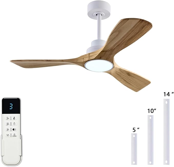 Welcome Ceiling Fan with Lights, 42'' Wood Ceiling Fan with Remote Control, Automatic Memory and Dimmable 3 Color Light /