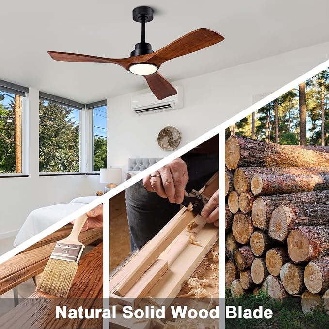 Welcome Ceiling Fans with Lights 42'' Wood Ceiling Fan with Remote Control for Auto-Memory Settings Modern Ceiling Fan for